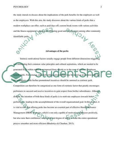 Perks Benefit at the Workplace