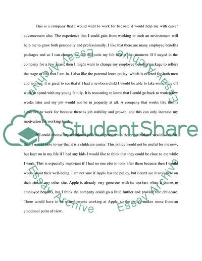 Benefits Package at the Apple Inc