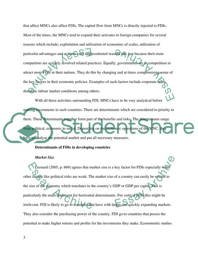 Foreign Direct Investment for Developing Countries