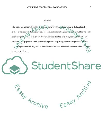 Cognitive Process Used in Creativity