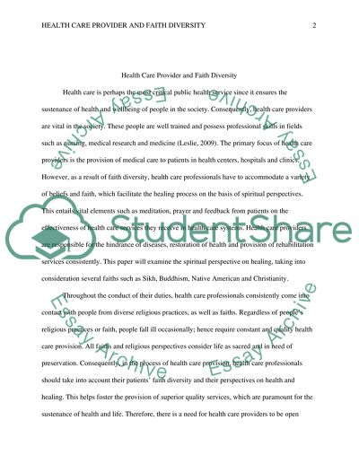 Health Care Provider and Faith Diversity