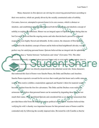 Exploring the Varying Perceptions of Honor in Don Quixote