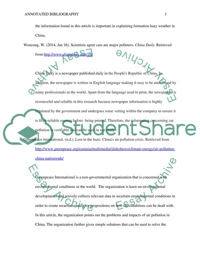 Annotated bibliography of sources