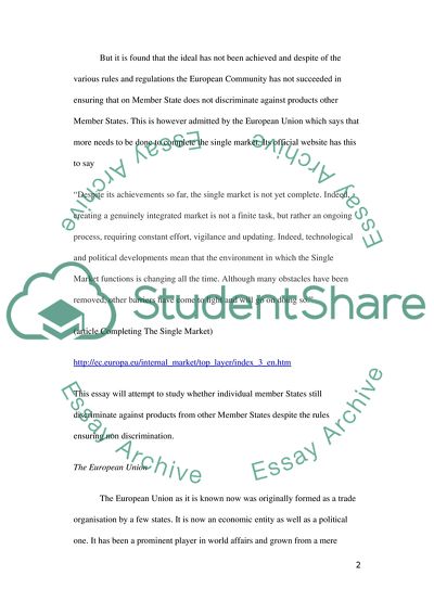 Free Movement of Goods within the European Union