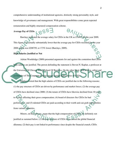 Justification of High Salaries for Chief Executive Officers