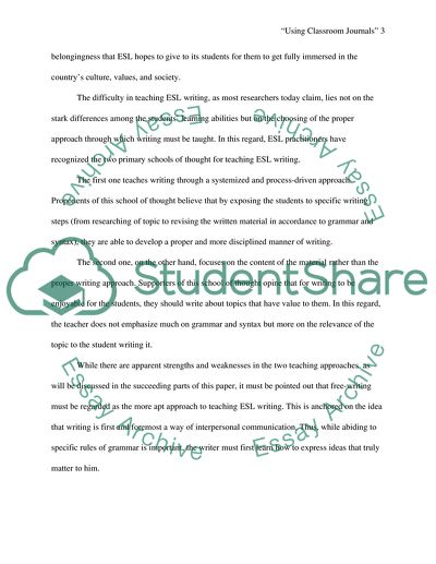 Using Classroom Journals to Improve ESL Writing Skills