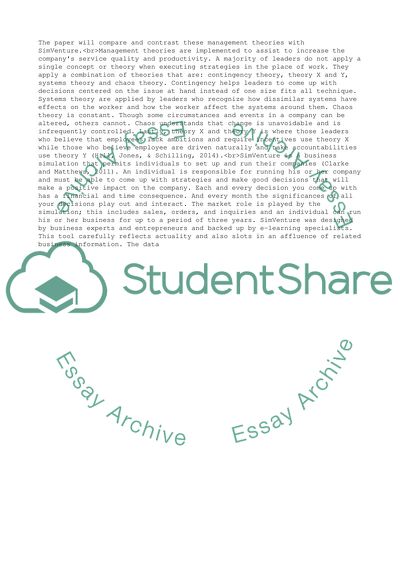 Similarity and Differences between Management Theories and SimVenture