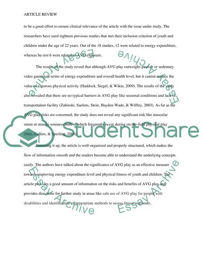 Active Video Games to Promote Physical Activity in Children