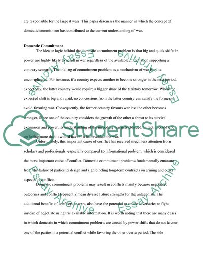 How Domestic Commitment Contribute To Our Understanding of War