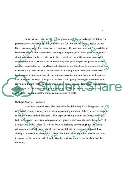 Personal Success Development Plan