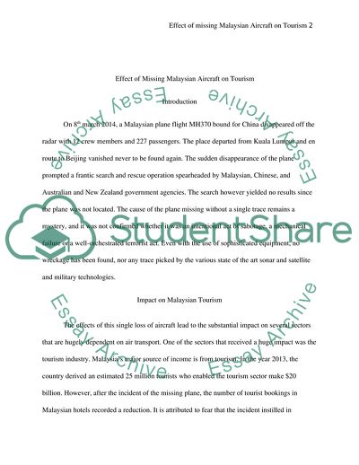 Effect of Missing Malaysian Aircraft on Tourism
