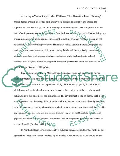 Philosophy of Nursing/Theory comparison: Martha Rodgers Nursing Theorist 1970