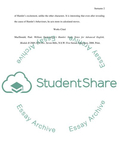 Response to the Hamlet Play by William Shakespeare