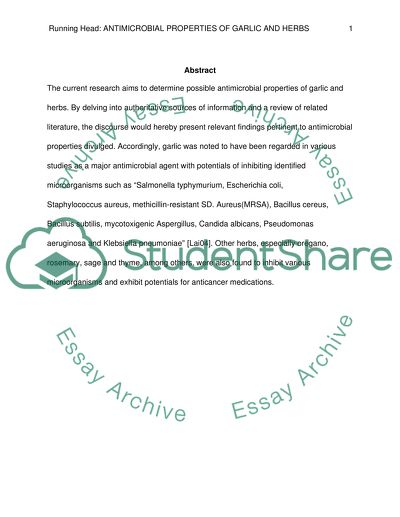 Antimicrobial Properties of Garlic and Herbs