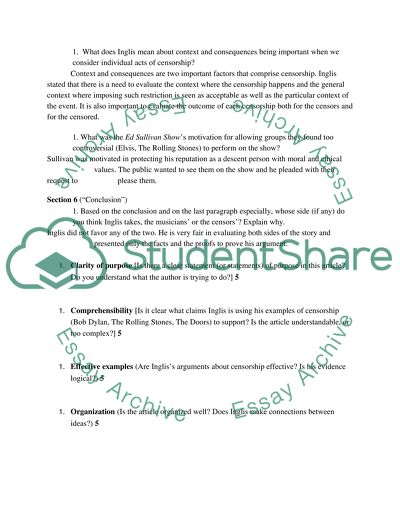 Who Does Inglis Protect - the Musicians or the Censors