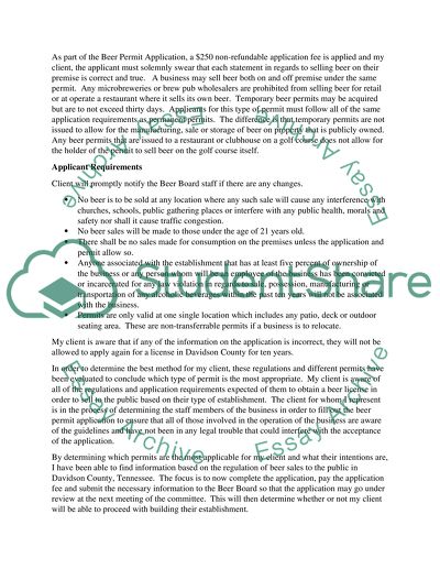 Beer Licenses in Davidson County