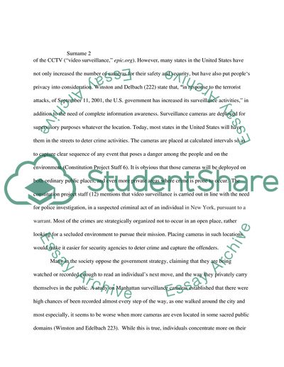 Video Surveillance Cameras versus Personal Privacy