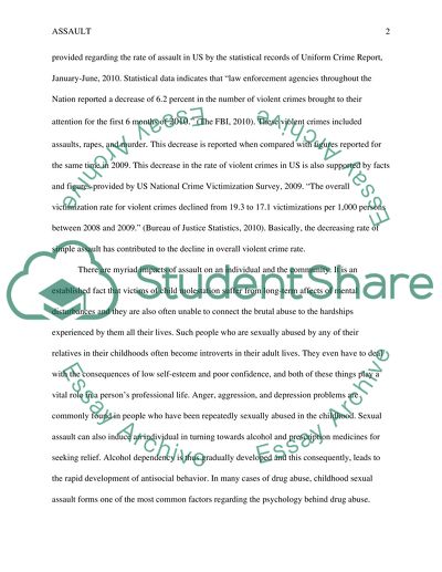 Impact of Assault on an Individual and The Community