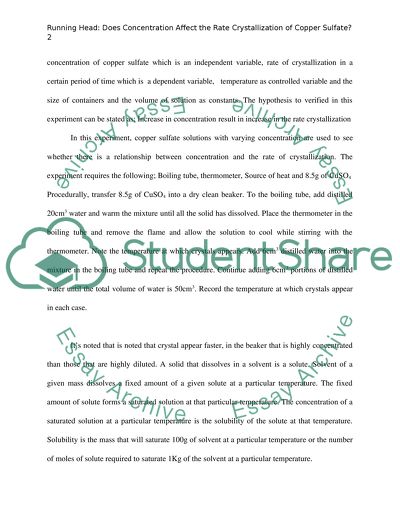 Does the amout of Solution effect the Crystalization of Copper Sulfate