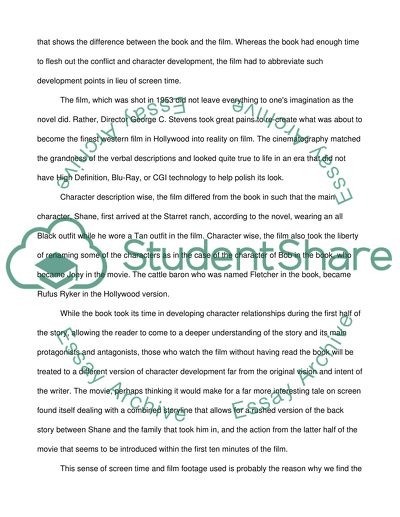 Comparison and Differences That Exist between the Book and Film Film Shane