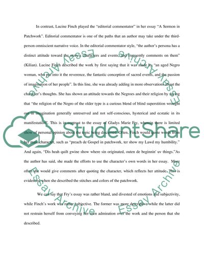 The Narrative Voices Between The Works of Lucine Finch and Gladys Marie Fry