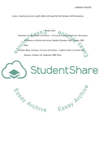 Self-Confidence, Rationality, Efficiency, Hardwork - How Characteristic Are These Traits for Germans