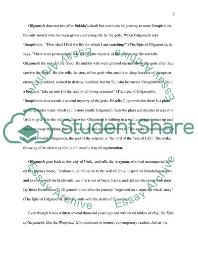 Comparison of The Epic of Gilgamesh and The Bhagavad-Gita