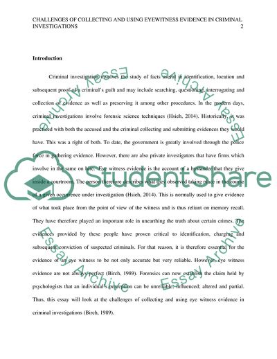 Using Eyewitness Evidence in Criminal Investigations