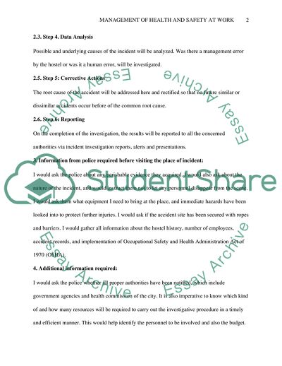 Management of Health and Safety at Work