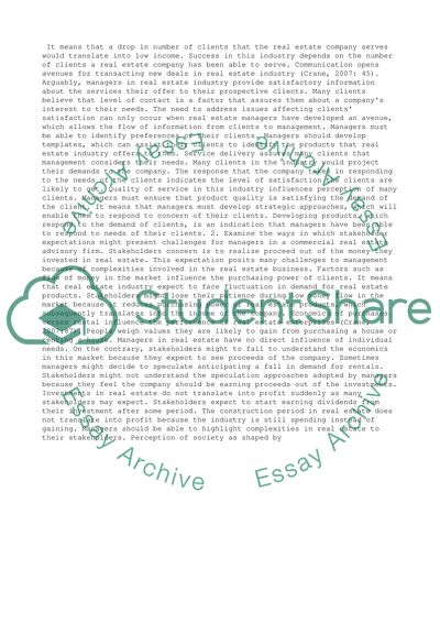 MANAGEMENT IN THE REAL ESTATE SECTOR