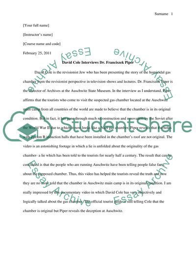 David Cole Interviews Dr. Franciszek Piper