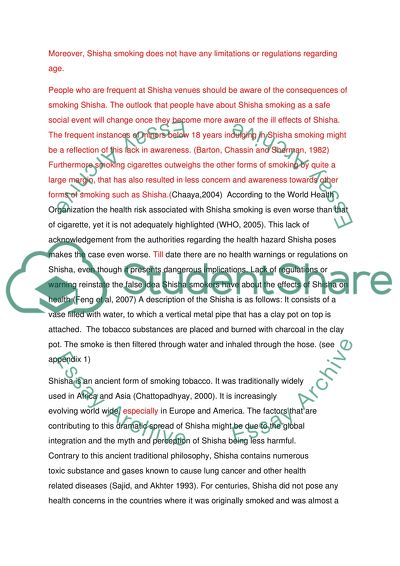 Effects of Sheesha Smoking on Health
