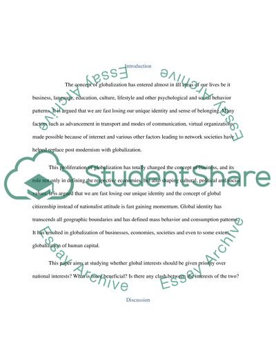 Should Global Interests Be Placed Ahead of National Interests