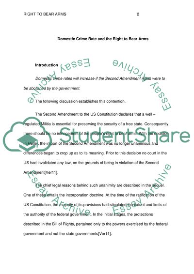 Domestic Crime Rate and the Right to Bear Arms