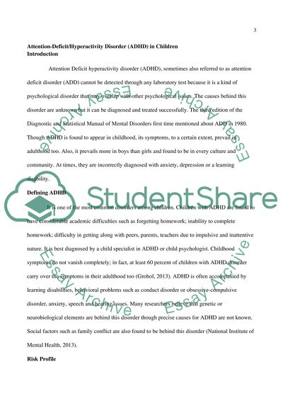 Attention-Deficit Hyperactivity Disorder in Children