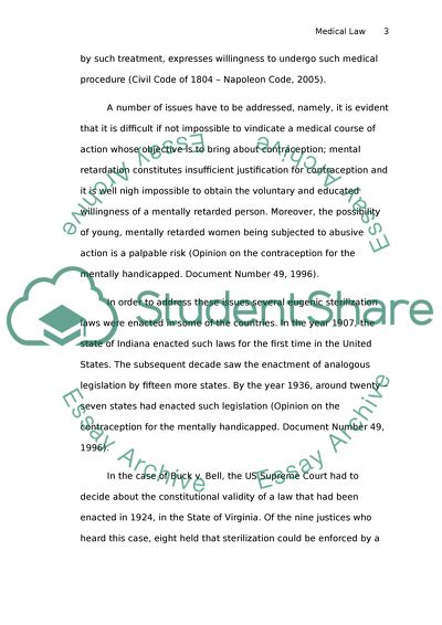 The Admissibility of Non-Consensual Sterilization Continues to Be Debated