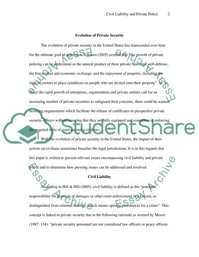 Civil Liability and Private Police