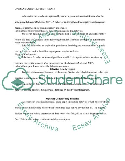 Individual Programmatic Assessement : Operant Conditioning Paper