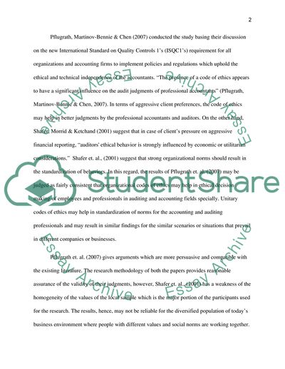 Ethical Judgment of Accountants and Auditors