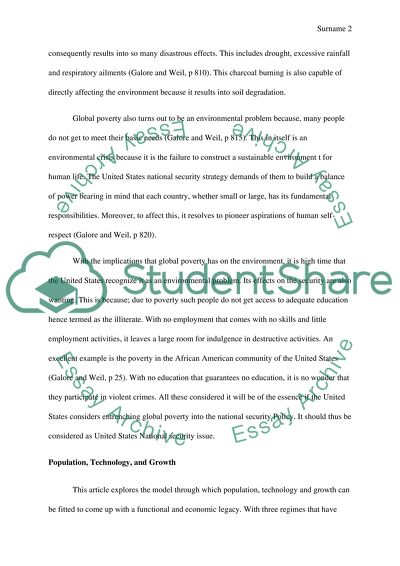 Should Global Poverty be a U.S National Security Issue