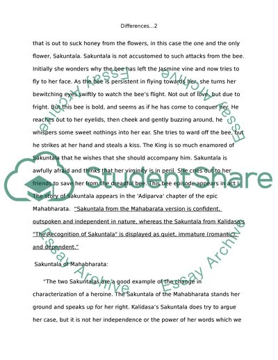 Differences Between both Sakuntalas (Kalidasa vs Mahabarata Version)