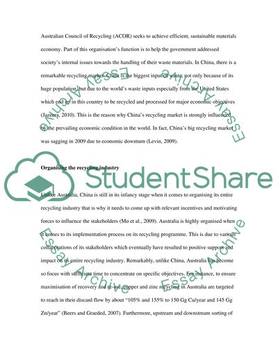 Recycling in Australia and China