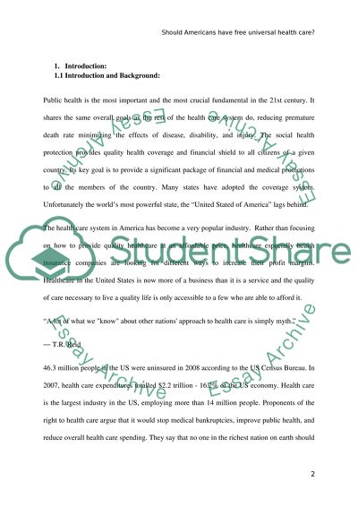 Should Americans have free universal health care