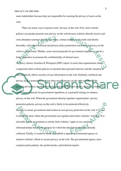 Privacy of the Users on the Web