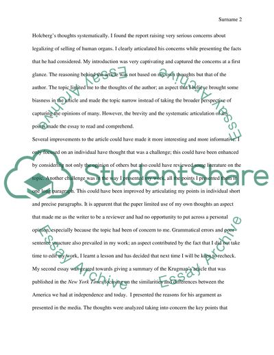 Analysis of Sale of Human Organs Arguments