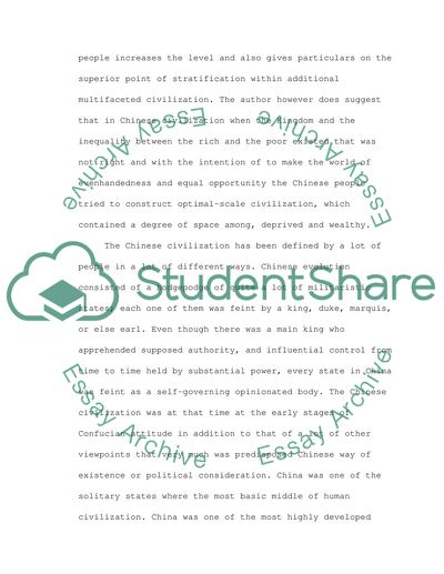 Civilization in China according to the Bodley Profile of Imperial Cultures