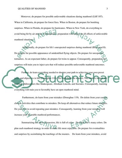 Qualities of manhood