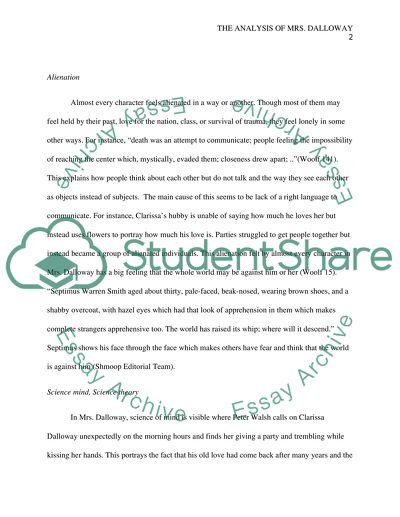 The analysis of Mrs. Dalloway