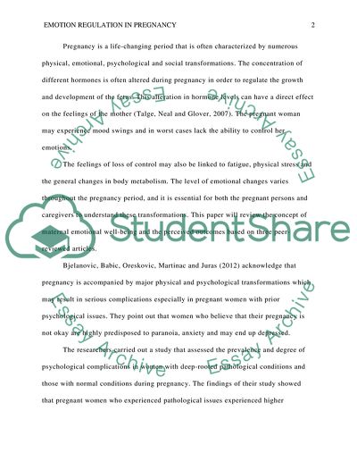 Emotional Regulation in Pregnancy