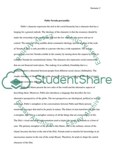 An Examination of Pablo Neruda as a Character in Il Postino